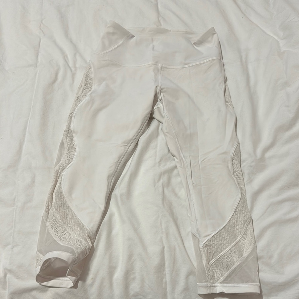 White Lace Detail Leggings